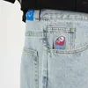 Jeans masculin streetwear polaire grand garçon y2k pantalon hip hop caricaturé broderie rétro bleu hommes