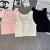 3d embroidered knitted vest womens sleeveless vests luxury women's clothing designer t shirt sexy short top summer beach bikini tank top