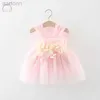 Robes de fille Summer Sweet Baby Girl Party Robes de soirée Mariage Fleur Petal Mesh Birthday Princess Kids Costumes 0 à 3 ans Toddler D240425