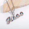 Hip Hop Custom A-Z Signature Colorful T Zircon Letters Namn Pendant Necklace