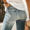 XURU - Jeans europeus e americanos Slim Fit Slim e Perforated for Women Sexy e Personalized Mid Rise Pants K7-6112 240419