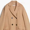Designer Coats Cashmere Coats Luxury Coats Max Maras Womens Handsewn Pure ull dubbelsidig Beige Double Breasted Coat