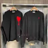 Unisex-Designer Amis Pullover koreanische Mode Mann Frauen Luxusmarke Liebhaber A-Line Small Red Heart Top V-Ausschnitt