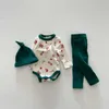 Kleidungsstücke Weihnachten Babykleidung Kind Elchdruck Bodysuit Hosen Hut 3pcs Kleinkind Neujahr Homewear Set H240425