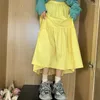 スカート2024女性韓国秋の春マキシ夏コットンリネンロングレッドブルーパープルピンク黄色のヴィンテージ服