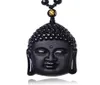 Einzigartige natürliche schwarze Obsidian geschnitzte Buddha Segen Halskette für Männer Frauen Glückliche Amulett Buddha Anhänger Halskette Glück Handwerksgeschenk2988029