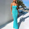 Fashion Off Shoulder Tight Club Party Dress Casual Hollow Sleeveless Wrap Hip Vestido 2024 Sexy Strap Lace Slim Long 240411