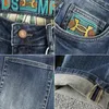 Jeans maschile 2024 ricamato blu slim fit piccoli pantaloni elastici e comodi giovani 151
