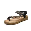 Zapatos informales Sandalias gruesas bohemias para mujeres Primavera 2024 Flor de estilo étnico transfronterizo cómodo