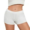 Shorts femininos feminino a cabo malha apertada esbelta lounge curto suéter casual sono pjs micro boxers streetwear