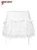 Skirts Summer Clothes Female Sweet Girl Lace White Fluffy Short Cake Skirt 2024 Spring Cute Fairy High Waist Pleated Women