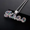 Hip Hop Custom A-Z Signature Colorful T Zircon Letters Namn Pendant Necklace