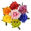 Dekoratif çiçekler 10 adet hassas diy yüksek kaliteli düğün yapay güller sahte beyaz ipek çiçek taklit