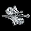 Anneaux de bande 925 Personnalité en argent Classic Geométrique Zircon Ring dames Symmétrique Ovale Party Giver H240425