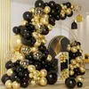 Party Decoration Black Gold Balloon Garland Arch Kit Latex Confetti Happy 30 40 50th Year Old Birthday Decor Anniversary