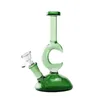 GB035 Glass Water Bong Environ 18 cm de hauteur verte demi-lune en forme de gréement de tampon fumeurs Bubbler d'eau Bubbler 14 mm mâle bol à dôme mâle quartz banger ongle 3 modèles