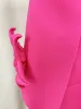 Suits Women's Flower Decoration Dress ALine Blazer Dress ONeck New Fashion Prom Party Leisure Lady Wear in Stock Hot Pink Suit