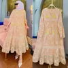 Roupas étnicas Eid Party Mulheres elegantes chiffon Bordado de verão abaya vestido peru traje árabe dubai saudi kaftan middle Oriente Jalabiya