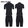 O Ouylan 2mm Men Men Wetsuuu Neoprene Arme de mergulho Dividir Mulheres de manga curta Terno molhado Front Zip Spearfishing Nowear Swimwear 240416