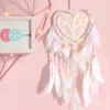Dekorativa figurer ihålig hjärta dröm catcher fjäderhänge väggprydnader hängande handgjorda hantverk hemrumsdekor