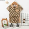 T-shirts 2PCS Clothing Set Children Fashion Gentleman Pocket Style Button Short Sleeve Top+Shorts Summer Outfit for Kids Boy 1-6 YearsL2404