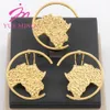 Les bijoux ym sets de boucles d'oreilles de cerceau de mode avec une bague cuivre cuivre à l'or carte de bijoux africain pour femmes cadeaux de fête de mariage 240424