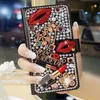 Casos de telefone celular Bling Diamond Rhinestone Flower Case para Samsung Galaxy S24 S23 Ultra S22 S21plus Caso Couro Flip Magnetic Carteira Capa 240423