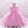 Robes de fille en bas âge en bas âge de fleur blanche robe de baptême pour les bébés filles nouveau-nés 1er anniversaire fleur de fleur en dentelle robes de mariée baptême de robe d240425