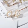 Stud Earrings Karopel Big Oval Pearl For Women Vintage Antique Gold Color Flower Jewelry Party Lady Accessories