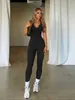 Kvinnors jumpsuits Rompers LW Sports Plain Weave Active Elastic Jumpsuit för Womens Casual Solid Color Seamless Integrated Fitness Set med axelremmar Y240425