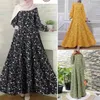 Ethnische Kleidung Frauen Truthahn Muslim Kleid O-Neck Maxi Robe Spring Fashion Party Vintage Kleider Langarm großer Größe Blumenabayas für