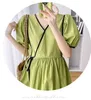 Maternity Dresses Green Pregnant Women Dress Short Sleeve V-Neck High Waist Maternity Cotton Dress Plus Size Pregnancy Holiday Clothes Beach Dress