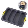 New 4 Grids Silicone Cake Mold Bread Baking Mold Bread Pan Baguette Baking Tray No Stick Loaf Pan Bread Toast Mould Pastry Tools