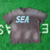 メンズTシャツカエルドリフトファッションストリートウェアグラフィックセントマイケルウィンドとシーヴィンテージクラックルプリントレトロTシャツティートップ