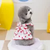 Hundekleidung Haustierrock mit Erdbeermuster Süßes Bogenknoten -Dekorsprinzessin für kleine Hunde Katzen