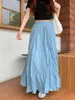 Signe 6 colori 2024 Summer femminili Wonkle Long Women High Elastic Waist Skirt A Line Womens (S6623)