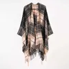 Scarves Spring Winter Women Cashmere Poncho Shawl Warm Thick Scarf Female Luxury Ethnic Geometric Plaid Cardigan Cloak Pashmina Blanket