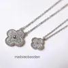 Designer Luxury ketting Fanjia 925 Puur verzilverde 18K Rose Gold Lucky Clover Full Diamond Dames Mini kleine menigte kraagketen