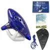 Instrument Ocarina, 12 tonen Alto C Keramisch Ocarina Musical Instrument met nekneknekkoordcoer met liedboek, blauw, blauw