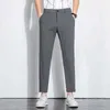 Men's Pants Summer Stretch Suit Pants Men Thin Business Solid Color Slim Ankle-Length Casual Formal Office Trousers Male Plus Size 28-38 d240425