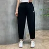 Women's Pants Summer Cotton Linen Harem Plus Size Loose Casual With Embroidered Thin Straight Pant