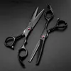 Haarschaar professioneel Japan 440C 5.5 6 Red Gem Zwart geknipt haarschaar snijden Kapper Haircut Dunning Shears Hairdressing 230323 Q240425