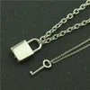 Pendant Necklaces Pack Of 2 Metal Necklace Stainless Steel Eternal Love Sweet Gift Locks Rust-proof Chain Couple Pendent Set