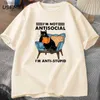 T-shirts voor heren Interessante Cat Reading Book T-shirt grafisch T-shirt katoenen heren kleding o-neck moe korte mouw t-shirt harajuku mode dames extra largeq240425