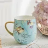 Muggar Luxury Bone China Mugg Pink Blue Ceramic Coffee Water Cup Milk Drinking Tazas Tea Party Home Drinkware Gift