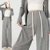 Maternity Bottoms High Waist Maternity Pants During Pregnancy After Delivery Wear 2024 Spring Fashion Loose Straight Clothes for Pregnant WomenL2404