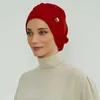 Hidżabs zwykły muzułmanin instant turban hat wewnętrzny hidżabs czapki kobiety islamska bandana bonnet Indie kapelusze żeńskie turban turbante mujer kwiat D240425