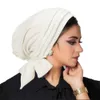 HIJABS Mulheres muçulmanas pré-amarradas Hijab Bonnet plissado PLAFE TURANA TURBANCE CAP SIDERSCARF HAIR PERDIDA HABE