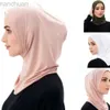 Hijabs islamische Eisseide Hijab Abaya Hijab für Frau Elastizität Schal Muslim Kleid Frauen Turbane Turban Instant Head Wrap Schal D240425