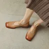 Chaussures décontractées femmes hautes talons Mary Janes rétro en cuir authentique Pumps à talon bas bouclé